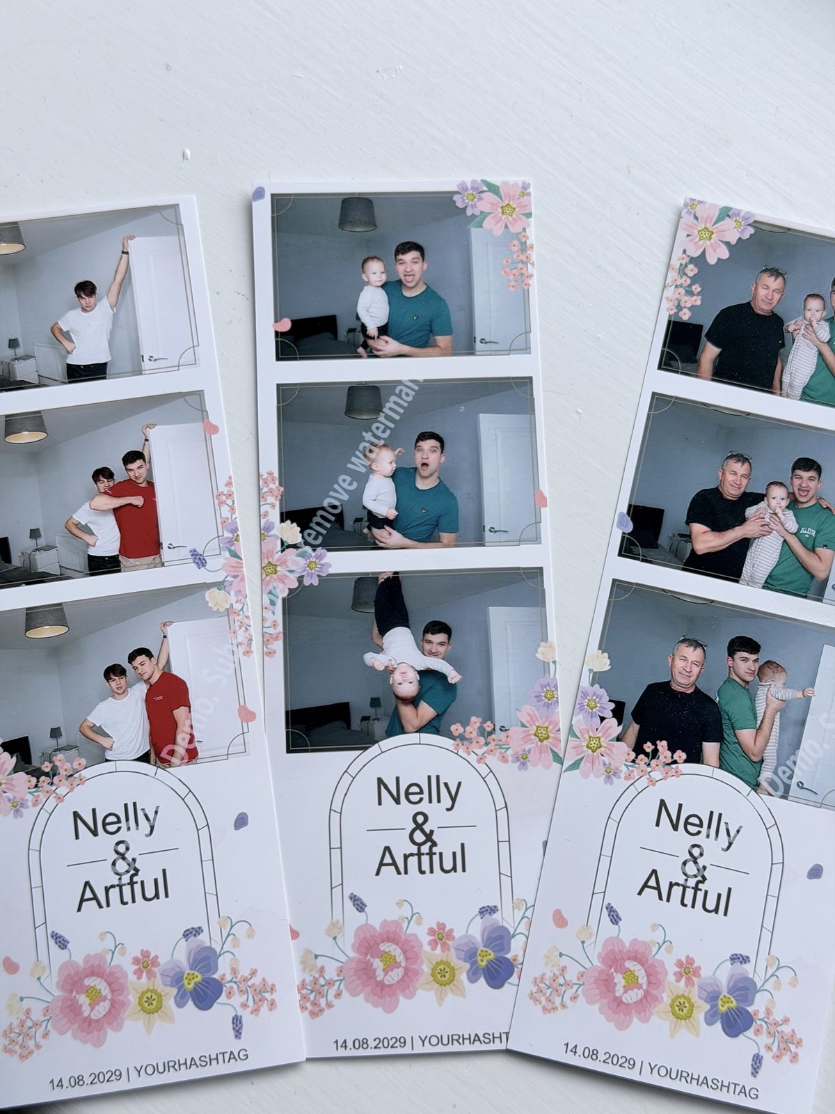 Benzi foto printate cu design floral de la evenimentul Nelly & Artful